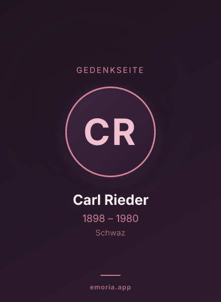 Gedenkportrait von Carl Rieder