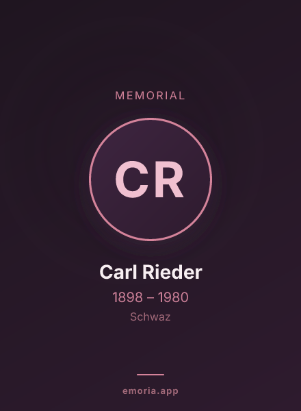 Memorial portrait of Carl Rieder