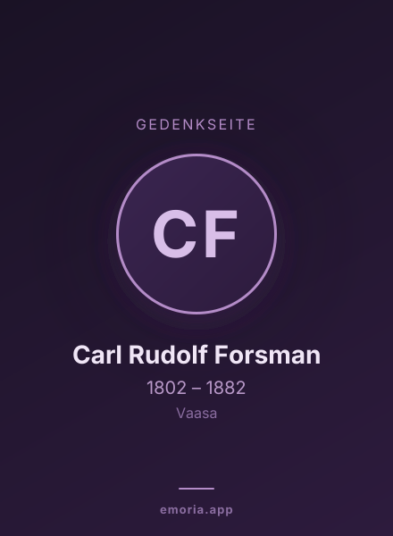 Gedenkportrait von Carl Rudolf Forsman