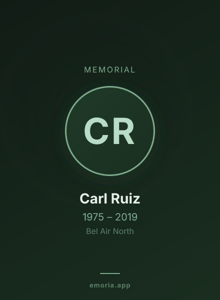 Memorial portrait of Carl Ruiz