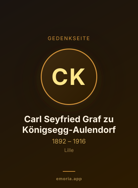 Gedenkportrait von Carl Seyfried Graf zu Königsegg-Aulendorf