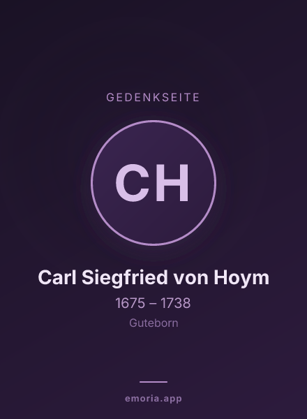 Gedenkportrait von Carl Siegfried von Hoym