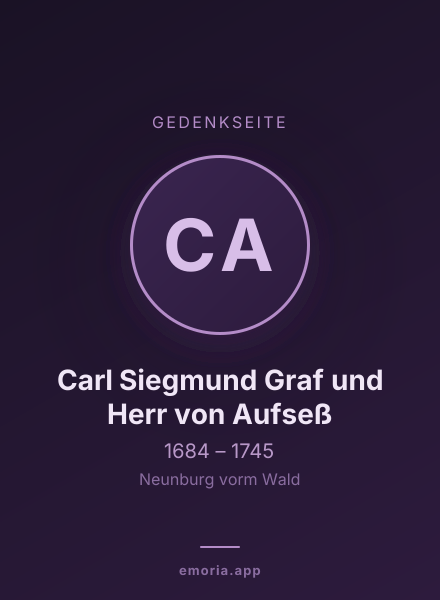 Gedenkportrait von Carl Siegmund Graf und Herr von Aufseß