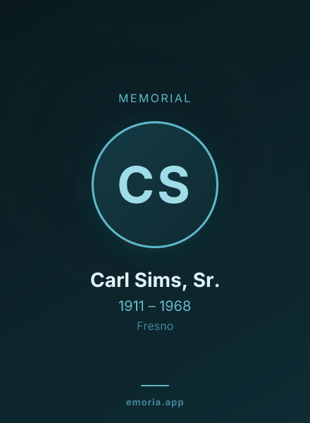 Memorial portrait of Carl Sims, Sr.