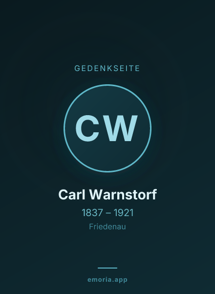 Gedenkportrait von Carl Warnstorf