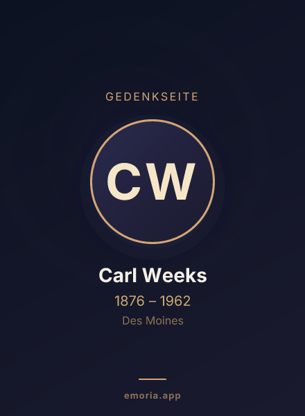 Gedenkportrait von Carl Weeks