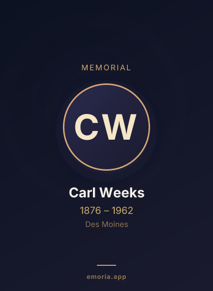 Memorial portrait of Carl Weeks