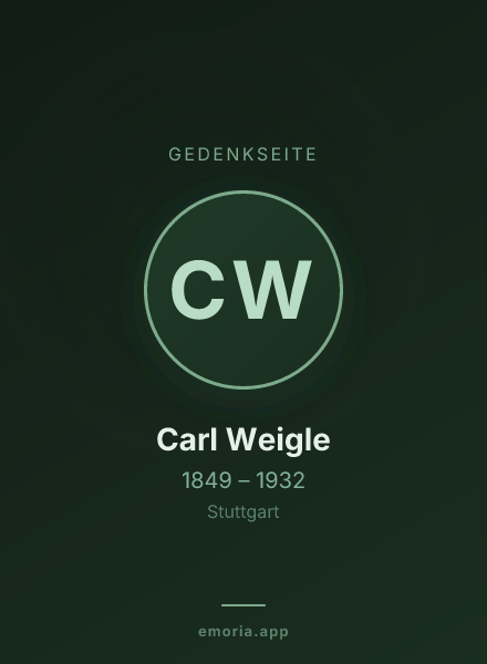 Gedenkportrait von Carl Weigle