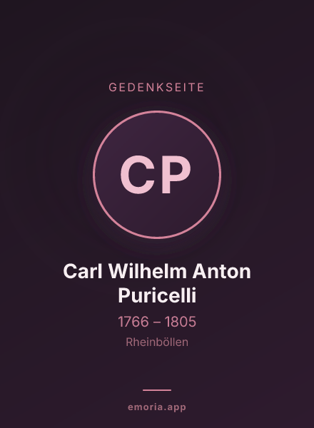 Gedenkportrait von Carl Wilhelm Anton Puricelli