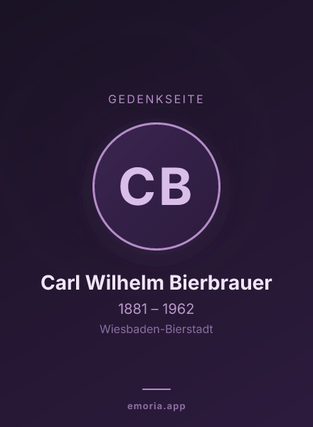 Gedenkportrait von Carl Wilhelm Bierbrauer