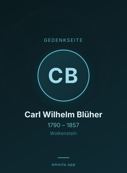 Gedenkportrait von Carl Wilhelm Blüher