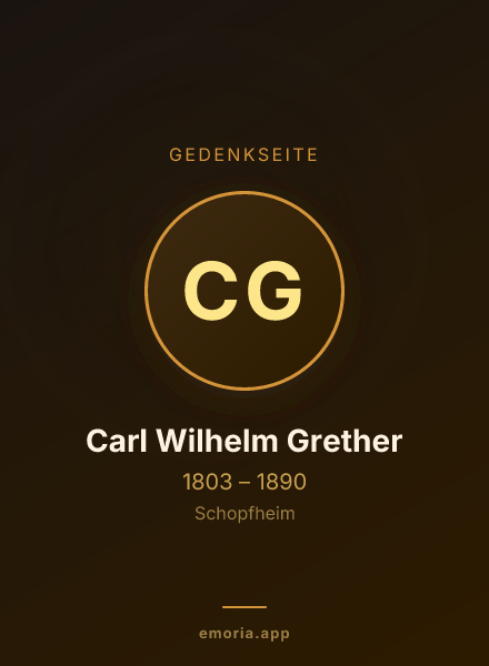 Gedenkportrait von Carl Wilhelm Grether