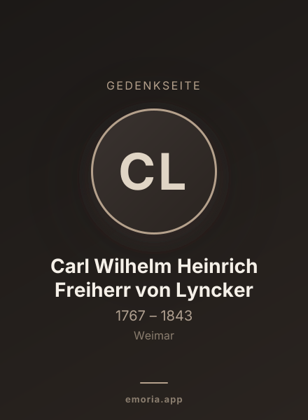 Gedenkportrait von Carl Wilhelm Heinrich Freiherr von Lyncker