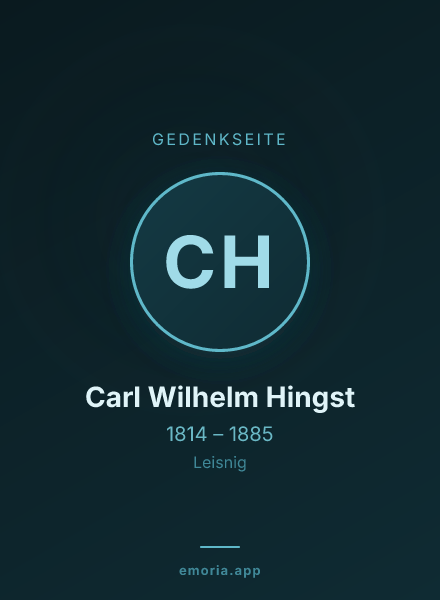 Gedenkportrait von Carl Wilhelm Hingst