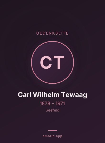 Gedenkportrait von Carl Wilhelm Tewaag