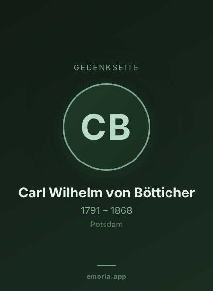 Gedenkportrait von Carl Wilhelm von Bötticher