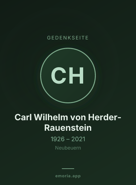 Gedenkportrait von Carl Wilhelm von Herder-Rauenstein