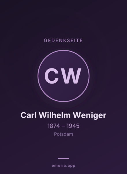 Gedenkportrait von Carl Wilhelm Weniger