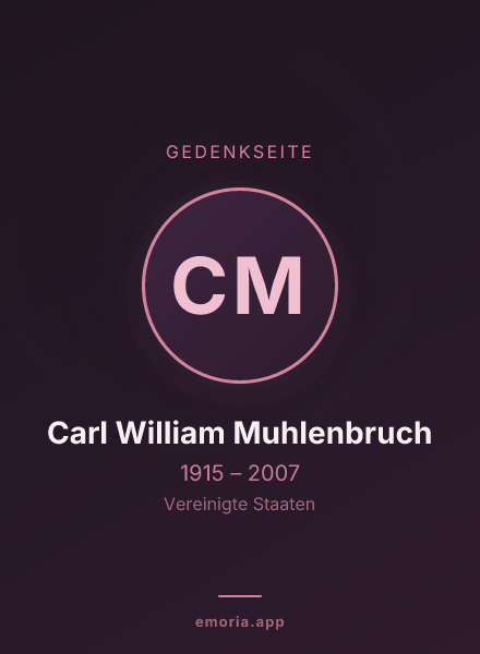 Gedenkportrait von Carl William Muhlenbruch