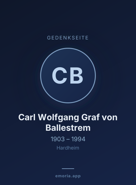 Gedenkportrait von Carl Wolfgang Graf von Ballestrem