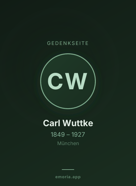 Gedenkportrait von Carl Wuttke