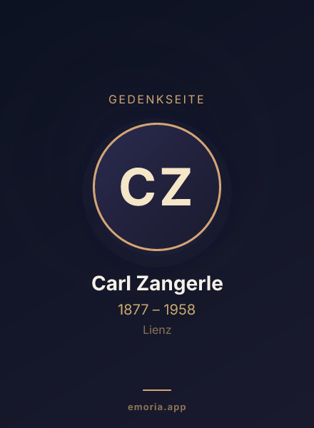 Gedenkportrait von Carl Zangerle
