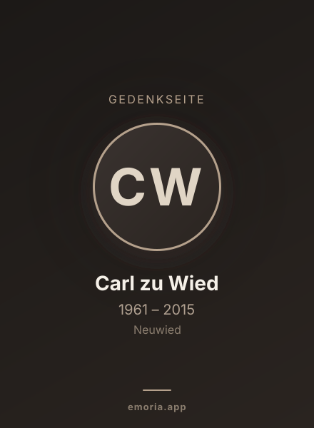 Gedenkportrait von Carl zu Wied