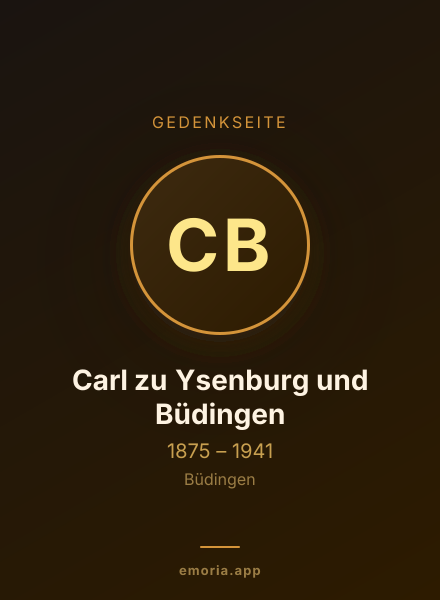 Gedenkportrait von Carl zu Ysenburg und Büdingen