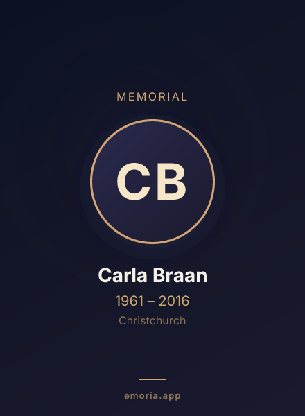 Memorial portrait of Carla Braan