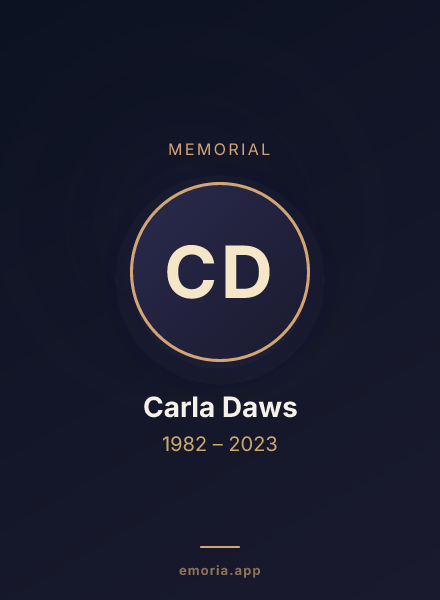 Memorial portrait of Carla Daws