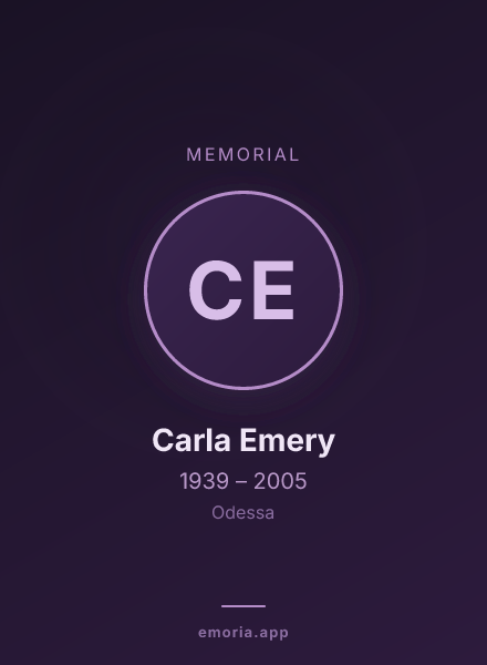 Memorial portrait of Carla Emery