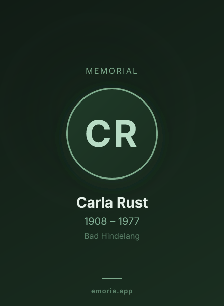 Memorial portrait of Carla Rust