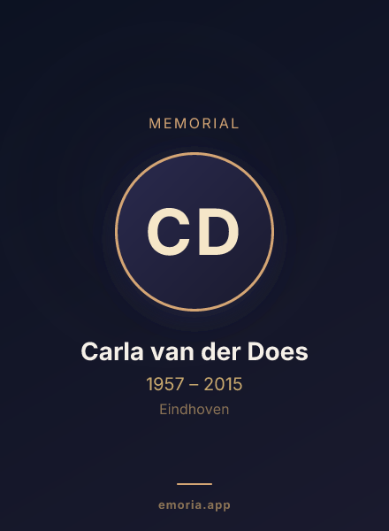 Memorial portrait of Carla van der Does