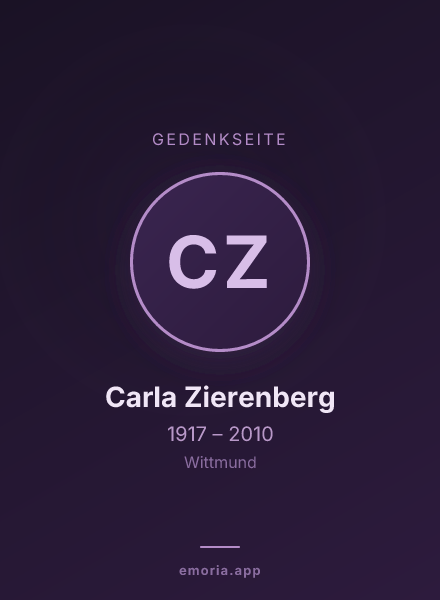 Gedenkportrait von Carla Zierenberg