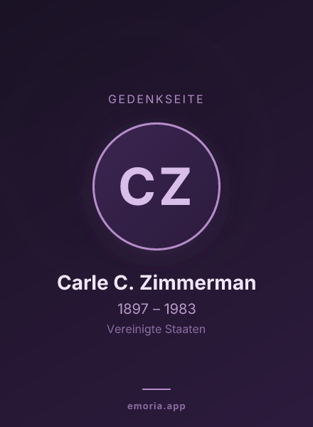 Gedenkportrait von Carle C. Zimmerman
