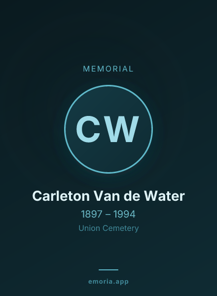 Memorial portrait of Carleton Van de Water