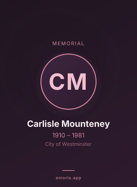 Memorial portrait of Carlisle Mounteney