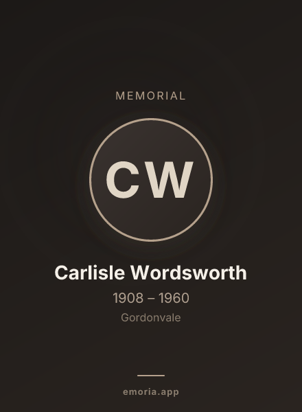 Memorial portrait of Carlisle Wordsworth