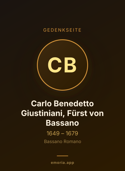 Gedenkportrait von Carlo Benedetto Giustiniani, Fürst von Bassano