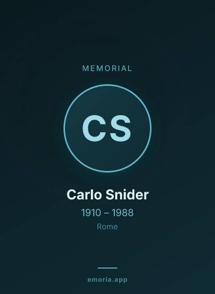 Memorial portrait of Carlo Snider