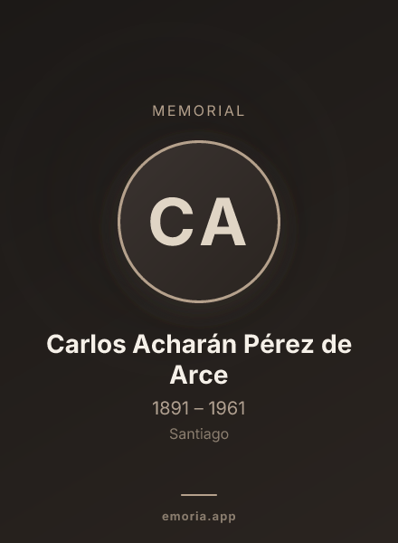 Memorial portrait of Carlos Acharán Pérez de Arce