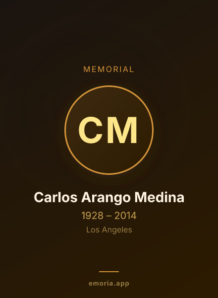 Memorial portrait of Carlos Arango Medina
