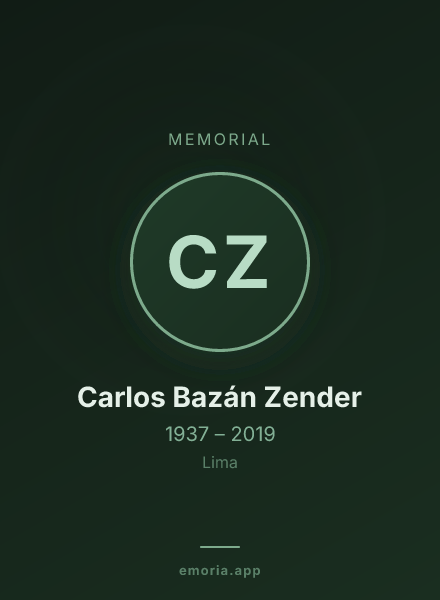 Memorial portrait of Carlos Bazán Zender