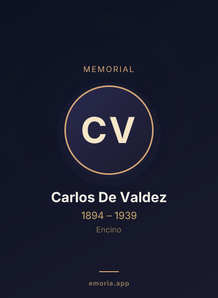 Memorial portrait of Carlos De Valdez