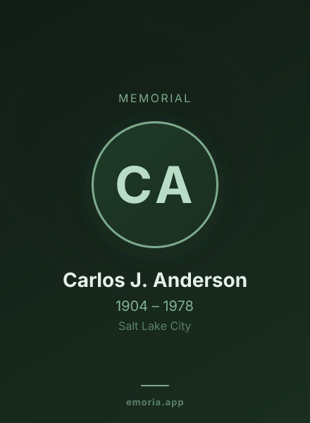 Memorial portrait of Carlos J. Anderson