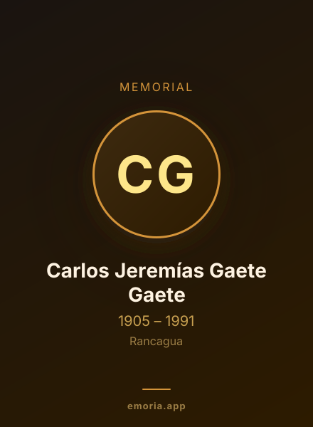 Memorial portrait of Carlos Jeremías Gaete Gaete