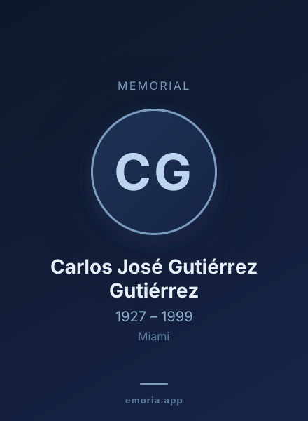 Memorial portrait of Carlos José Gutiérrez Gutiérrez