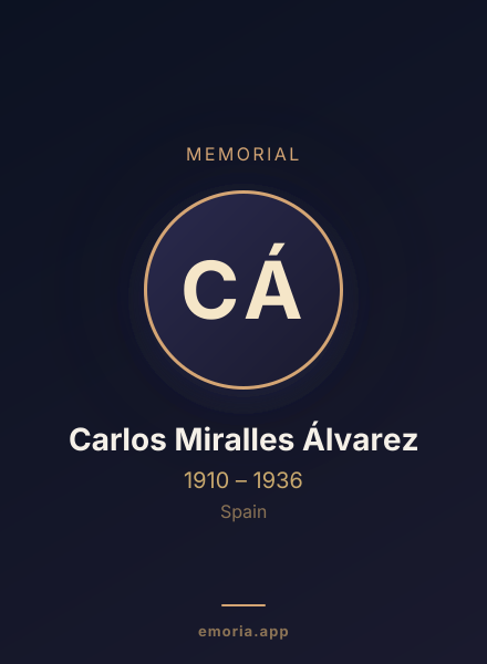 Memorial portrait of Carlos Miralles Álvarez