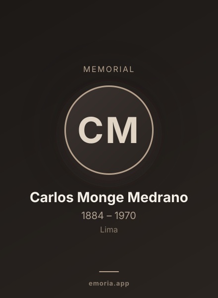 Memorial portrait of Carlos Monge Medrano
