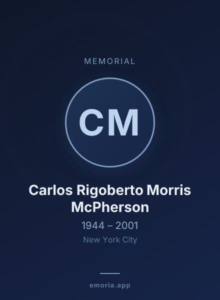 Memorial portrait of Carlos Rigoberto Morris McPherson